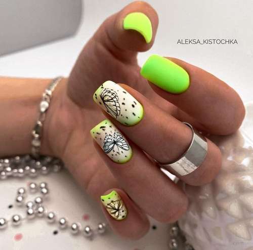 Неоновые зеленые ногти