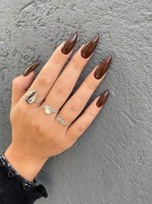 Острые коричневые ногти
