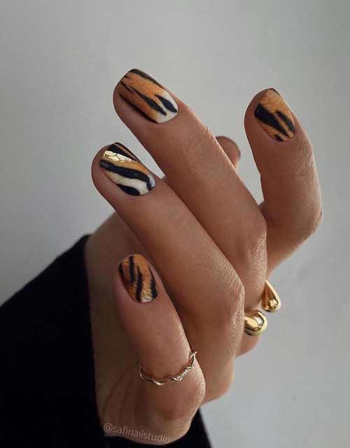 Тигровый рисунок на ногтях