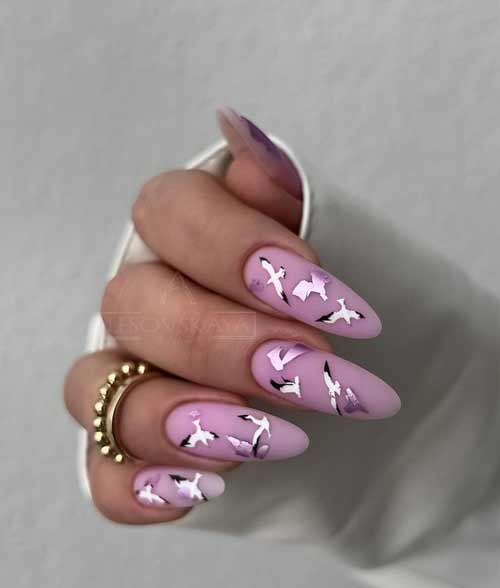 Длинные ногти лиловые