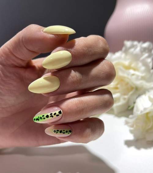 Желтый дизайн ногтей