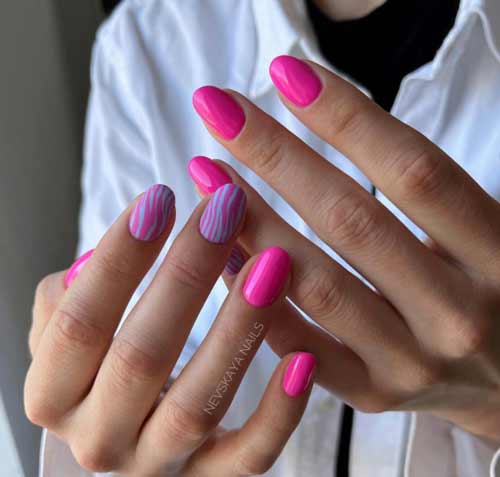 Розовые неоновые короткие ногти