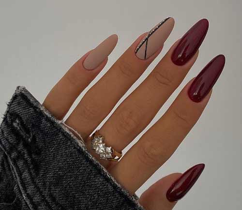 Дизайн бордовые ногти