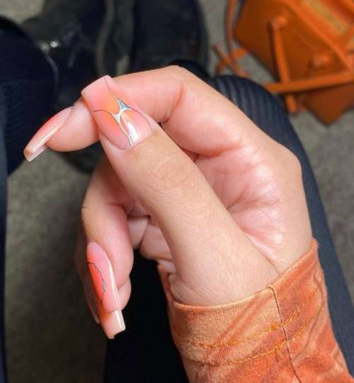 Градиент ногти хромированный дизайн