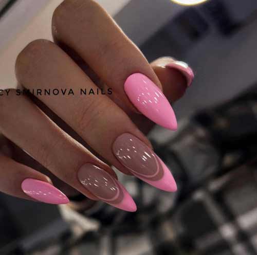 Розовый французский маникюр на длинные ногти