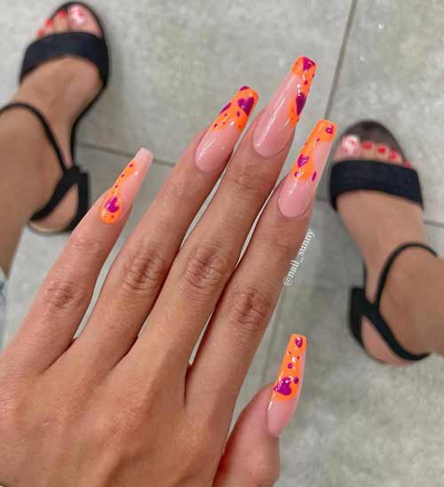 Длинные ногти персиковый цвет