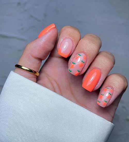 Персики на ногтях