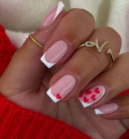 Дизайн коротких ногтей на день Валентина