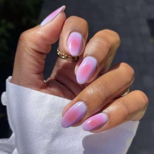 Сиренево-розовые ногти с дизайном