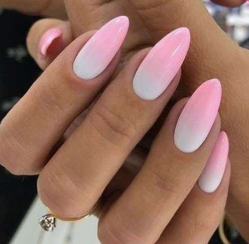 Белый с розовым маникюр ногти