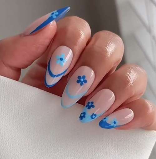 Синий френч с цветочками